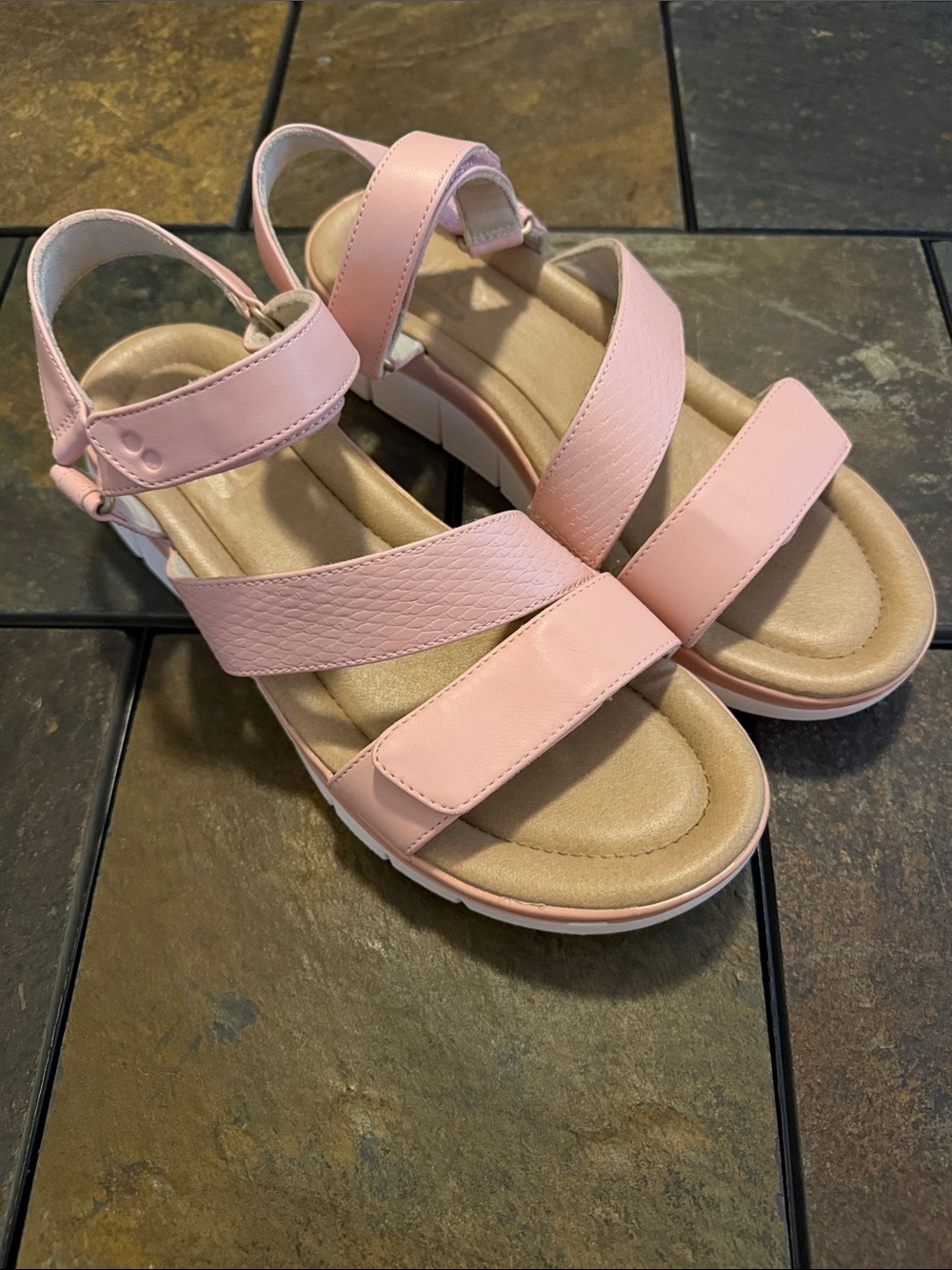 Ryka Elite Pink Faux Leather Comfort Sandals w/Adjustable Straps- size 9M, EUC